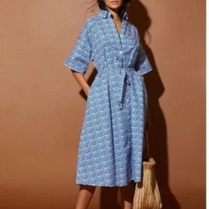 Tucker Sarah Shirtdress (S) - Cobalt Blue and White Design